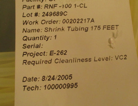 Raychem RNF-100-1-CL 2:1 Polyolefin Heat Shrink Tube 175 ft