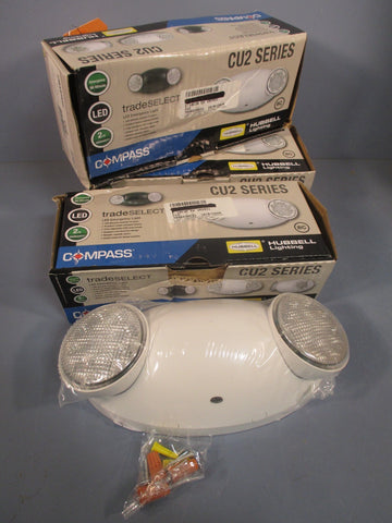Lot of (3) Hubbell Lighting Compass White 2- LED Emergency Light 120/277V CU2