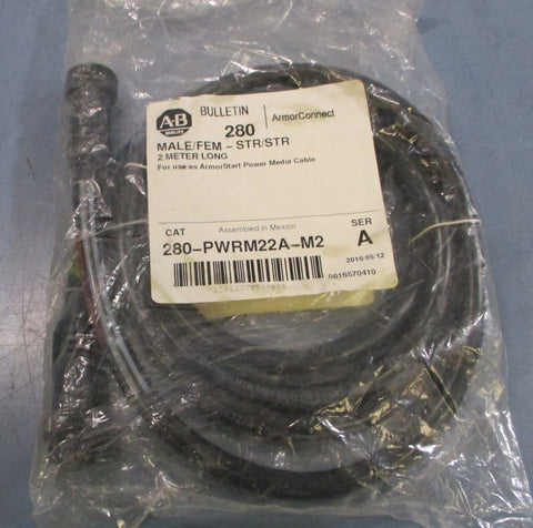 Allen Bradley 280-PWRM22A-M2 Ser. A ArmorStart Power Media Cable Male/Female