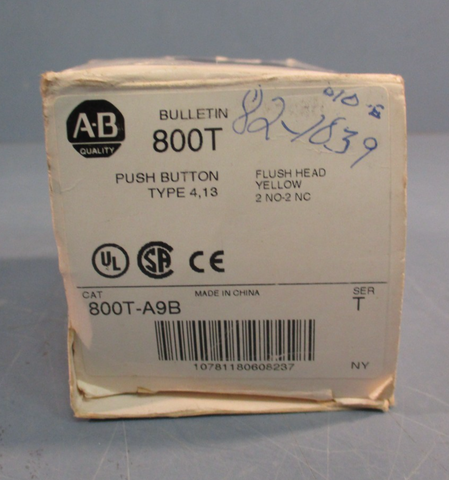 Allen-Bradley 800T-A9B Ser. T Push Button Flush Head Yellow