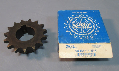 Martin 50BS15 1 7/16 Bore to Size Sprocket 15 Teeth for #50 Chain NIB