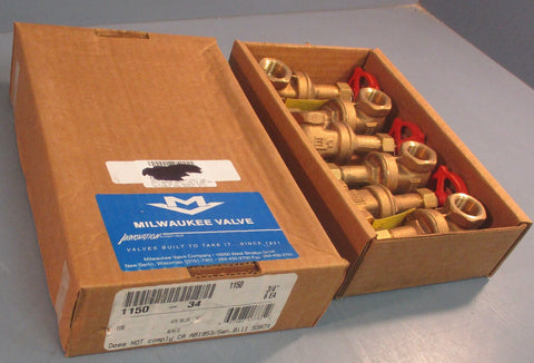 Milwaukee Valve 1150-34 Gate Valve 5JLZ0 3/4" NPT 150SWP 300WOG Box of 6