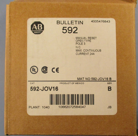 Allen-Bradley 592-JOV16 SER B Overload Relay 120-600 Volts AC