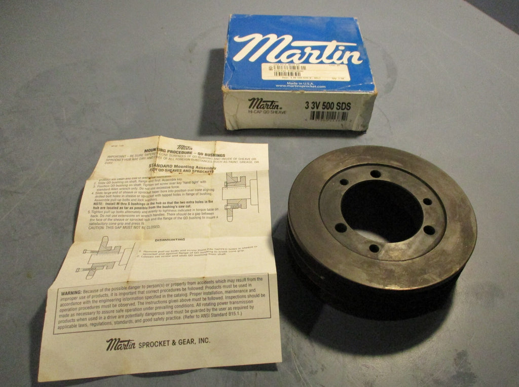 Martin 3 3V 500 SDS Hi-Cap QD 3 Groove Sheave Pulley 5" Outside Dia