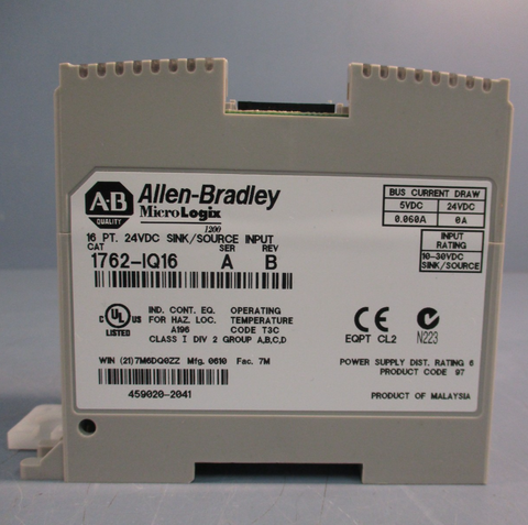 Allen Bradley 1762IQ16 SER A MicroLogix 24VDC Input Rev B