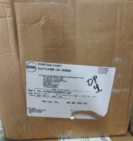 Stober Gear Reducer Part No. K302VG0350MT10F 34.7 Gear Ratio