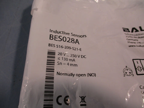 BALLUFF BES-516-209-S21-E PROXIMITY SENSOR 4MM BES028A 20V-250VDC Normally Open