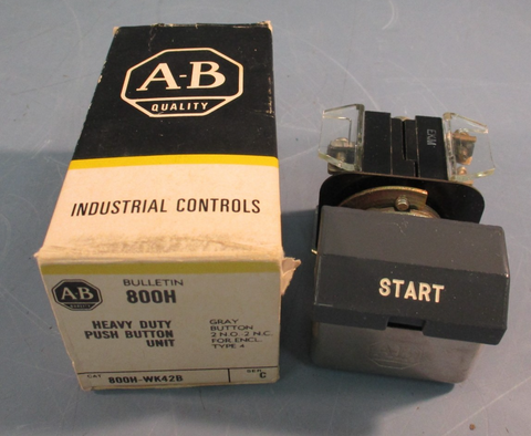 ALLEN BRADLEY 800H-WK42B SER.C HEAVY DUTY PUSHBUTTON (GRAY BUTTON)