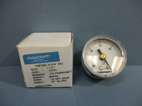 Ashcroft Pressure Gauge 15W1005 H 01B Vac 1½" ⅛ NPT Back NEW Lot of 6