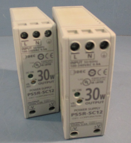 LOT OF 2 IDEC PS5R-SC12 POWER SUPPLY MODULE 100-240VAC .9A 30W