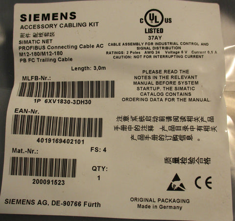 Siemens Accessory Cable Profibus Connecting Cable 1693957 3 Meters Long