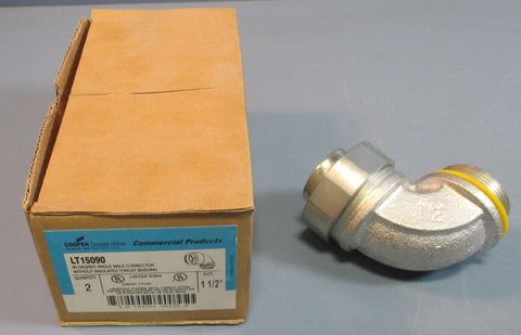 Box 2 Crouse Hinds LT15090 Male Conduit Connector Fittings 90 Degree 1-1/2" NIB