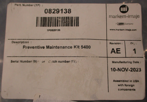 Markem Imaje 0829138 Preventive Printer Maintenance Kit 5400