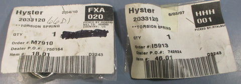 (Lot of 2) Hyster 2033120 Torsion Spring For Forklift