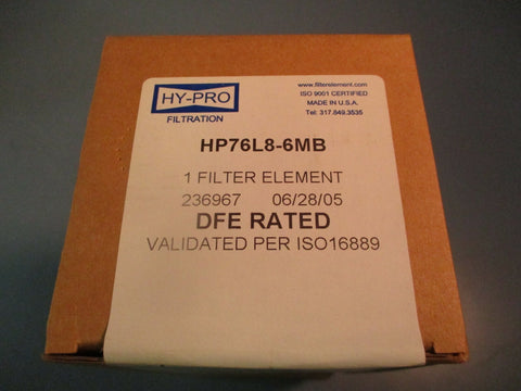 HY-PRO Filter Element HP76L8-6MB 6 Micro FACTORY SEALED