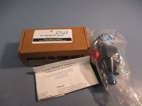 Cyrus Shank Company Safety Relief Valve Type 800 250 PSIG 1/2" Inlet NPT