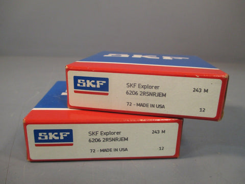 SKF Explorer Radial/Deep Groove Ball Bearing (Lot of 2) 6206 2RSNRJEM