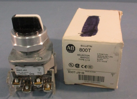 Allen Bradley 800T-J91B Ser T 3 Position Spring Return Selector Switch 4 Pole