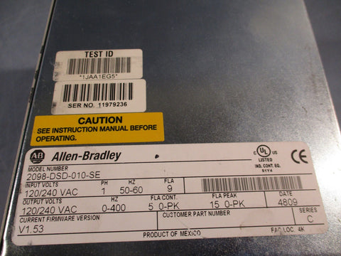 Allen Bradley Kinetix Ultra 3000 Servo Drive, 1 PH Series C 2098-DSD-020-SE