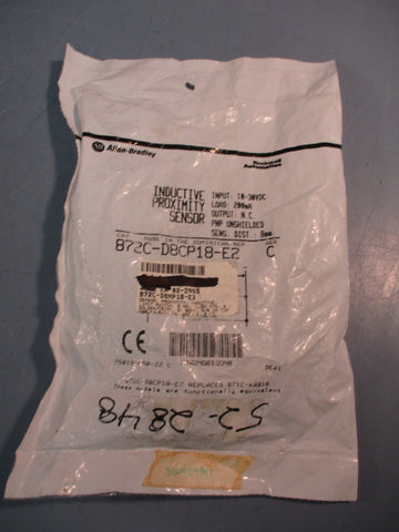 ALLEN BRADLEY INDUCTIVE PROXIMITY SENSOR 872C-D8CP18-E2 SER. C 10-30VDC