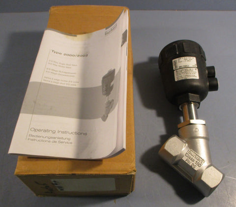Burkert 2000 Pneumatic Valve 00178857 Pilot 1.9 10Bar 2Way Solenoid