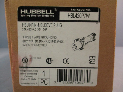 Hubbell IEC Pin & Sleeve Plug 20A 480VAC 3 Pole, 10HP IP67