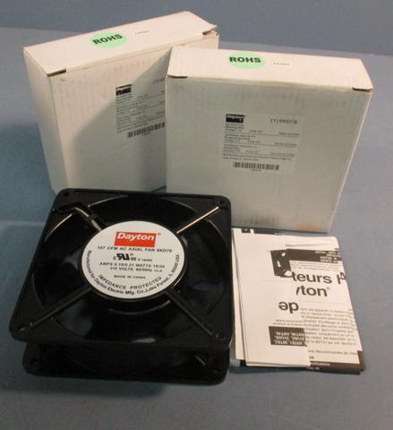 LOT OF (2) DAYTON 6KD76 AC AXIAL FAN VOLTAGE 115V BEARINGS: BALL