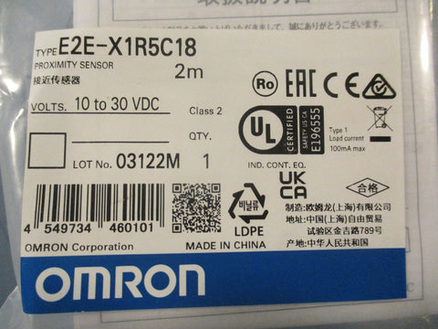 Omron E2E-X1R5C18 Proximity Sensor 10 - 30 VDC E2EX1R5C18 100mA Max