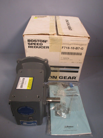 BOSTON GEAR SINGLE REDUCTION SPEED REDUCER 10:1 RATIO 175 RPM F718-10-B7-G