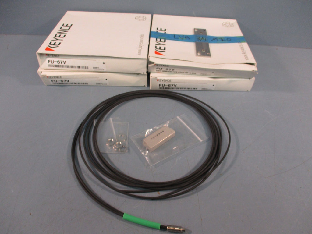 Lot of (4) KEYENCE FU-67V Fiber Optic Sensor FU67V Fiber AMPLIFIER SENSOR CABLE