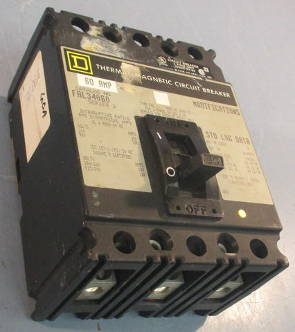 Square D FAL34060 Thermal-Magnetic Circuit Breaker 60 Amp 480VAC 250VDC Series 2