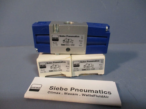 LOT OF (2) SIEBE PNEUMATICS DOUBLE SOLENOID VALVE MAX 10 BAR 8MMC311102