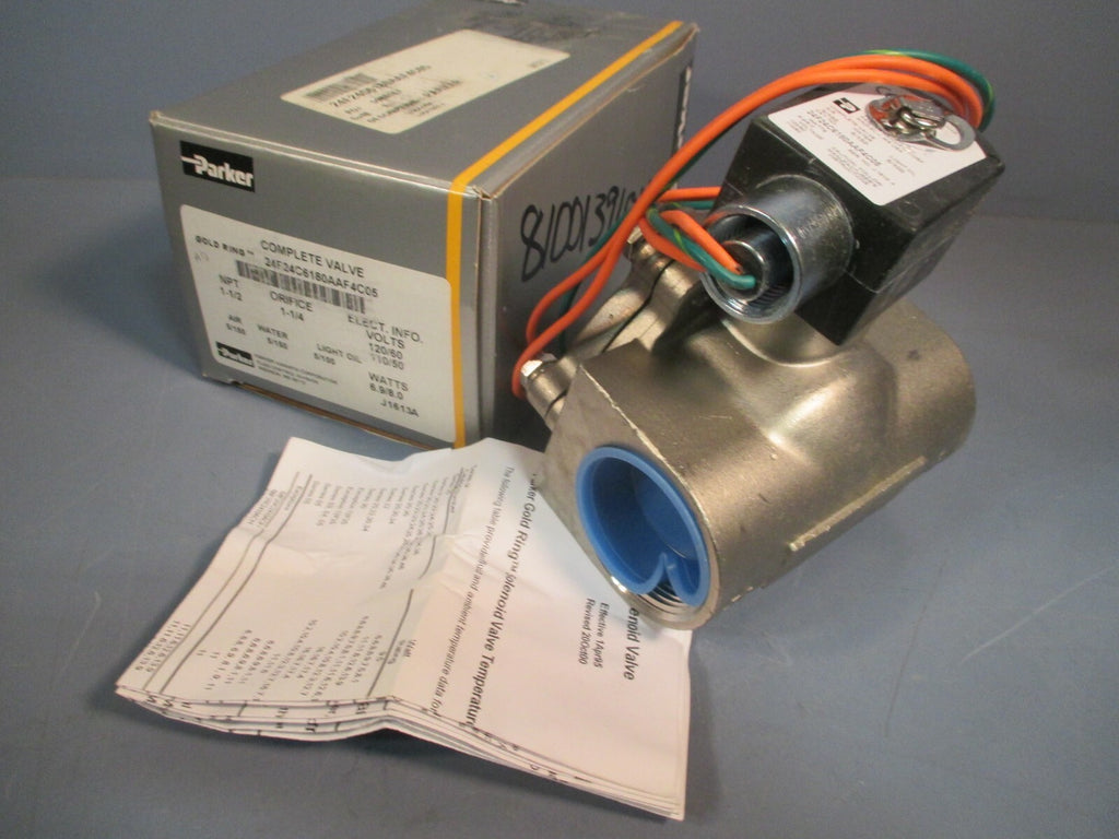 Parker 2 Way Solenoid Valve 1-1/2" Pipe 110/120V 50/60Hz 24F24C6180AAF4C05