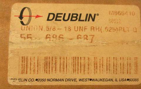 Deublin 55-686-687 Rotary Union 5/8-18 UNF RH(.625) 55686687