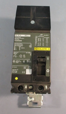 SQUARE D FA24030AB 30 AMP I-LINE CIRCUIT BREAKER 480 VAC / 250 VDC 2 POLE