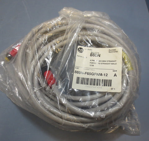 Allen Bradley 889N-F65GFNM-12 6 Pin 12 M Patch Cord Mini Straight M-F Ser A