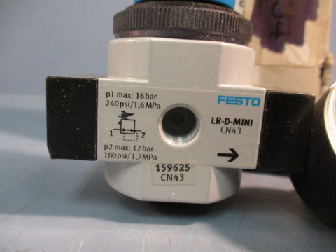 FESTO LR-1/4-D-MINI 159625 Pressure Regulating Valve w/Gauge