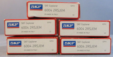 (Lot of 5) SKF 6004 2RSJEM Deep Groove Ball Bearing 20mm ID 42mm OD 12mm W
