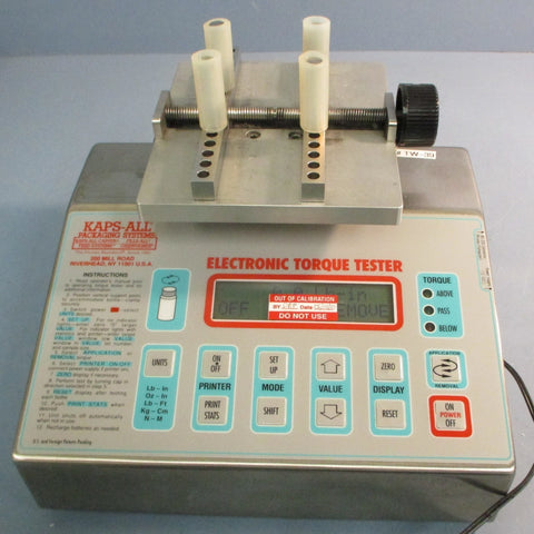 Kaps-All Packaging Systems EB-650A Electronic Torque Tester Out of Calibration