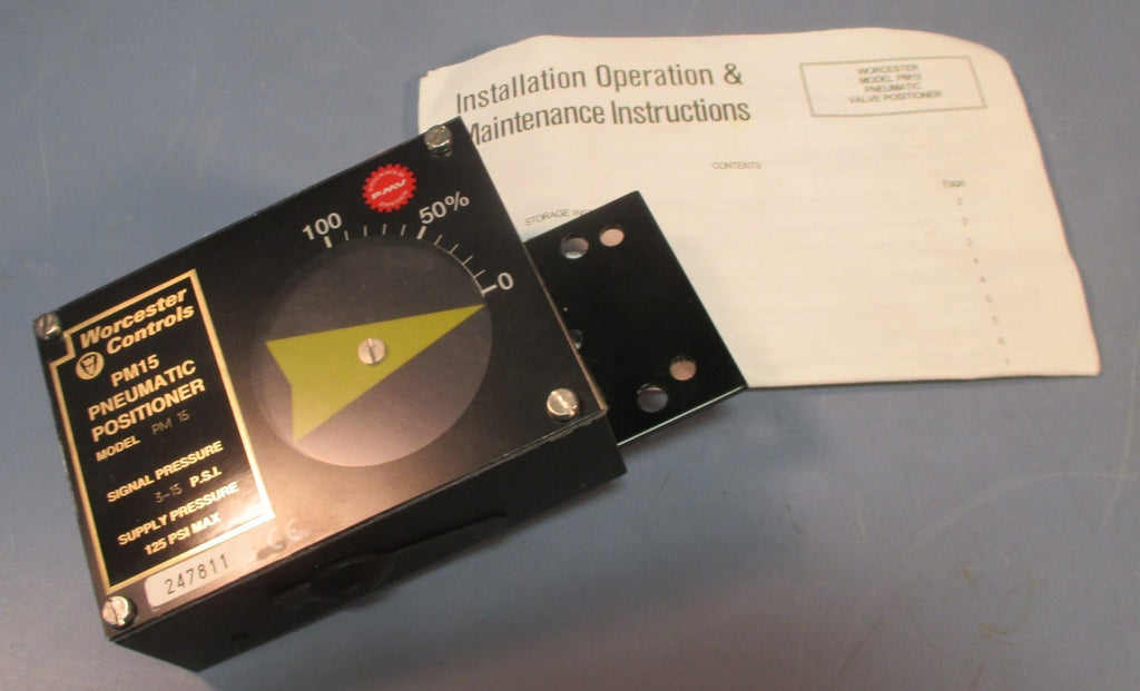 Worcester Controls PM15 Pneumatic Positioner 1/4" NPT, 3-15 PSI Signal