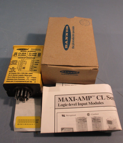 BANNER ENGINEERING CL5RA LOGIC MODULE MAXI-AMP INPUT; 105-130VAC 12-28VDC 26419