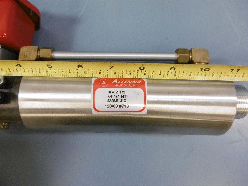 New Allen Bradley AV 2 1/2 X4 1/4 NT SVSE JIC Pneumatic Cylinder & Solenoid
