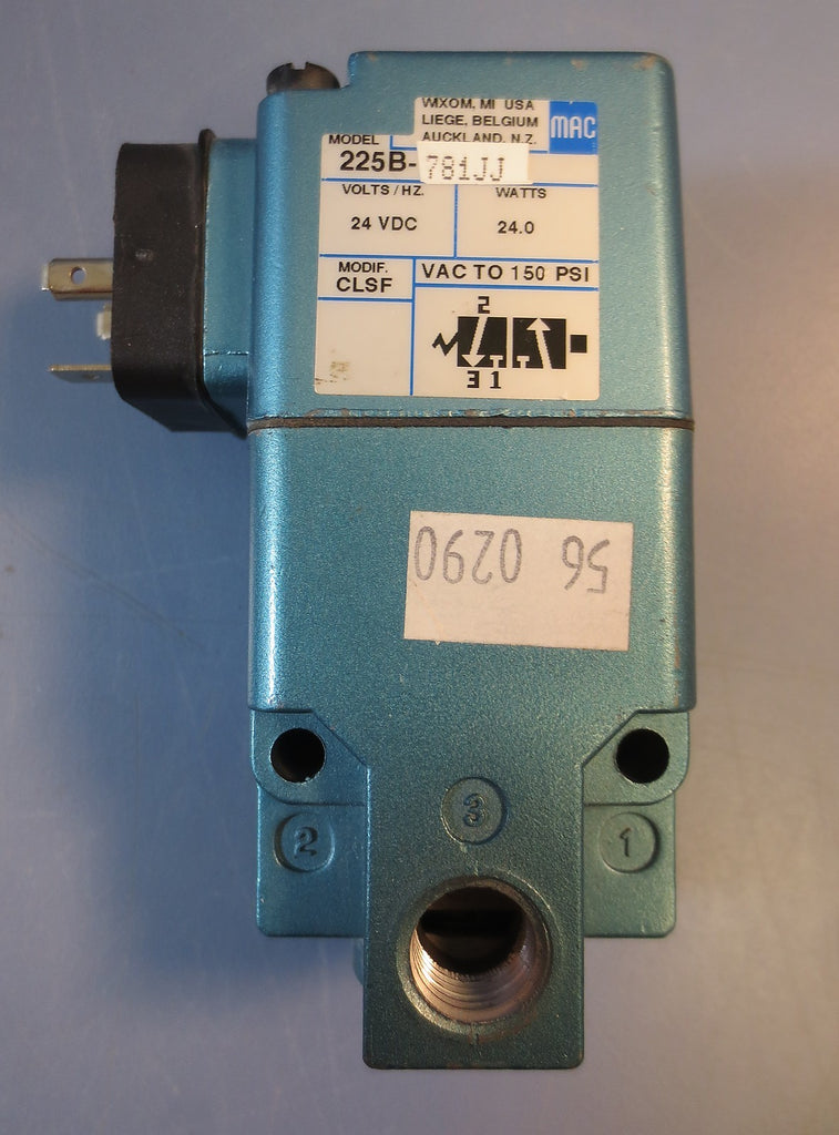 MAC Valves Solenoid Valve Model 225B-781JJ 24 VDC 24 Watts