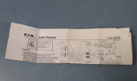 Eaton Cutler Hammer 10250T74NR Press Pilot Light Red Lens 120V Ser B1 NIB