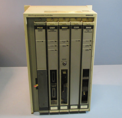 Modicon ASP930104 984 Programmable Controller P1984A816 w/ Cards Used