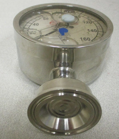 Chicago Stainless CSE 3SE15UGFBTSS SaniFlow Pressure Gauge 1.5" Btm Mount