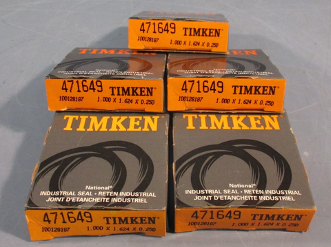 Lot of (5) Timken 471649 Oil Seal 1.000×1.624×0.250″