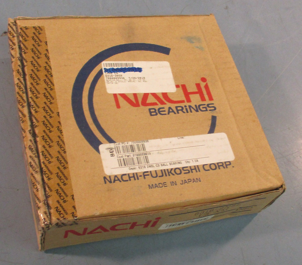 Nachi 6316-2NSL C3 XM Ball Bearing 80mm Bore 170mm OD 39mm Width