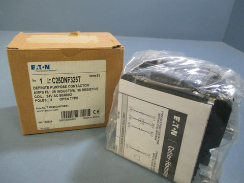 Eaton Definite Purpose Contactor 25A 24Vac 3 Pole Open Type C25DNF325T