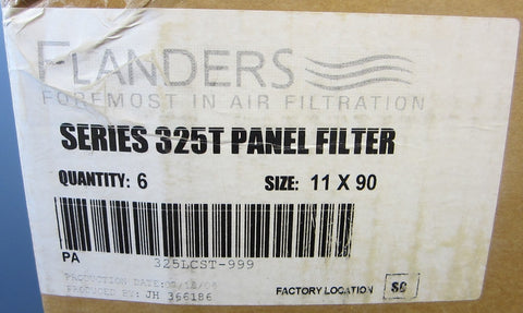 Box of 6 Flanders Series 325T Panel Filters 90" x 11"  2"